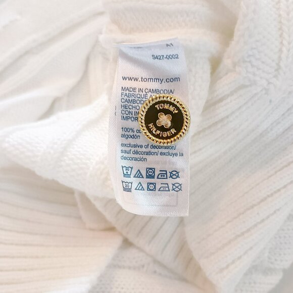 NWOT! TOMMY HILFIGER WHITE CABLE KNIT CARDIGAN - Picture 7 of 8